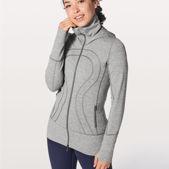 lululemon athletica Jackets & Blazers - Lululemon In Stride Running Grey Pin Stripes Jacket